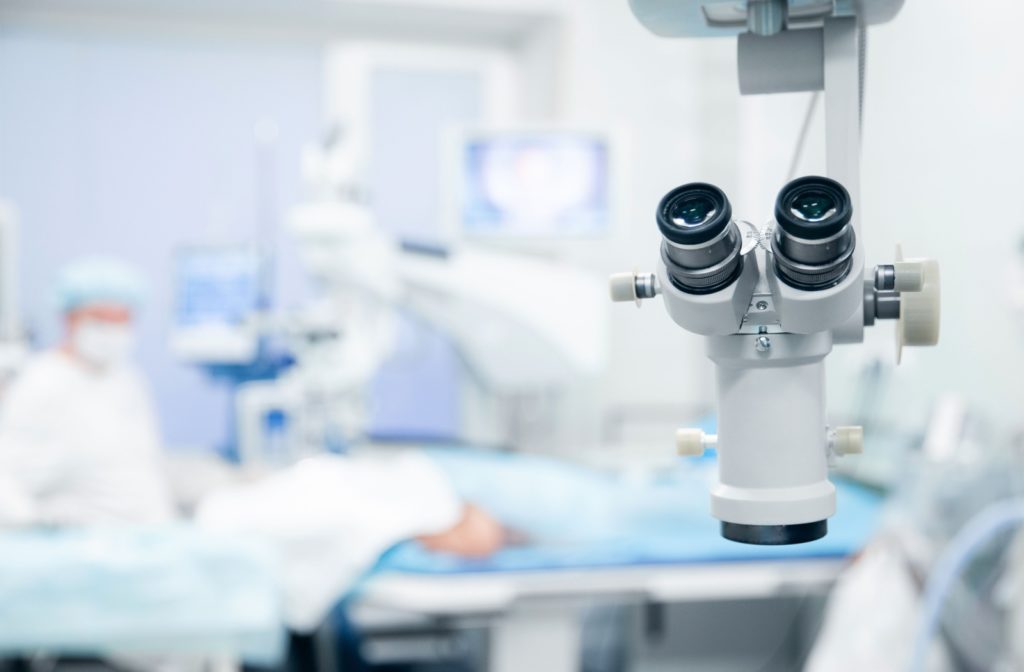 an operating room for corrective surgery to treat nearsightedness